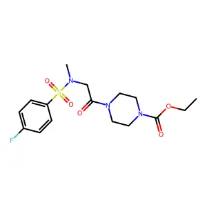 ethyl 4-{N-[(4-fluorophenyl)sulfonyl]-N-methylglycyl}piperazine-1-carboxylate structure