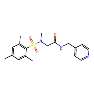 2-[methyl-(2,4,6-trimethylphenyl)sulfonylamino]-N-(pyridin-4-ylmethyl)acetamide structure