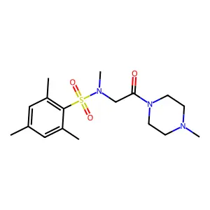 N,2,4,6-tetramethyl-N-[2-(4-methylpiperazin-1-yl)-2-oxoethyl]benzenesulfonamide structure