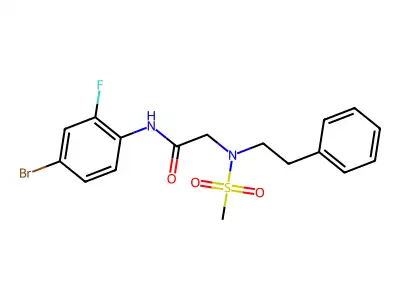 N-(4-bromo-2-fluorophenyl)-2-[(methylsulfonyl)(2-phenylethyl)amino]acetamide structure