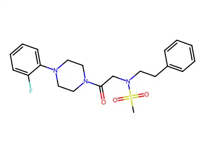 N-[2-[4-(2-fluorophenyl)piperazin-1-yl]-2-oxoethyl]-N-(2-phenylethyl)methanesulfonamide structure
