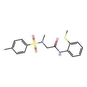 2-[methyl-(4-methylphenyl)sulfonylamino]-N-(2-methylsulfanylphenyl)acetamide structure