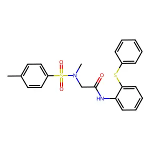 2-[methyl-(4-methylphenyl)sulfonylamino]-N-(2-phenylsulfanylphenyl)acetamide structure