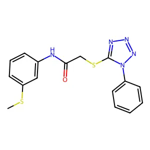 N-(3-methylsulfanylphenyl)-2-(1-phenyltetrazol-5-yl)sulfanylacetamide structure