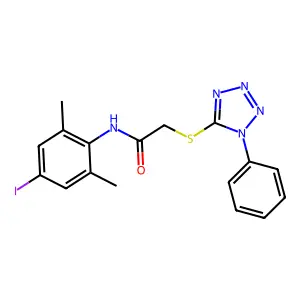 N-(4-iodo-2,6-dimethylphenyl)-2-(1-phenyltetrazol-5-yl)sulfanylacetamide structure