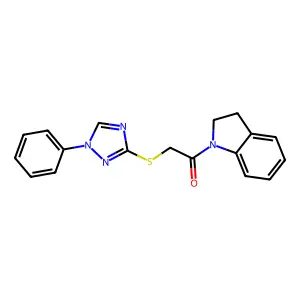 1-{[(1-phenyl-1H-1,2,4-triazol-3-yl)thio]acetyl}indoline structure