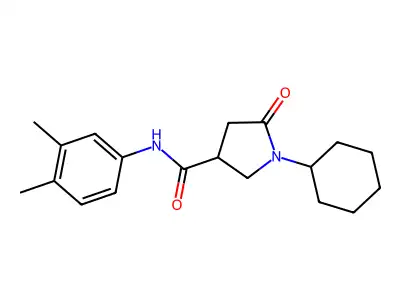 1-cyclohexyl-N-(3,4-dimethylphenyl)-5-oxopyrrolidine-3-carboxamide structure