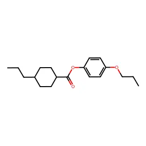Cyclohexanecarboxylic acid, 4-propyl-, 4-propoxyphenyl ester, trans- structure