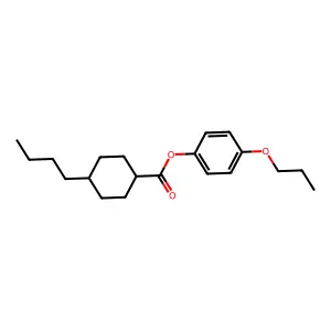 Cyclohexanecarboxylic acid, 4-butyl-, 4-propoxyphenyl ester structure