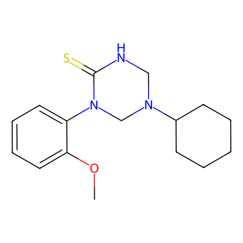 5-Cyclohexyl-1-(2-methoxyphenyl)-1,3,5-triazinane-2-thione structure
