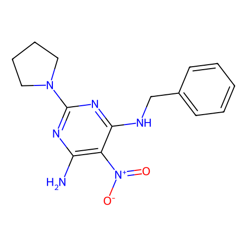 (6-Amino-5-nitro-2-pyrrolidinylpyrimidin-4-yl)benzylamine structure
