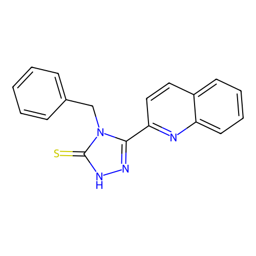 4-benzyl-5-(quinolin-2-yl)-4H-1,2,4-triazole-3-thiol structure