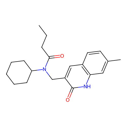 N-cyclohexyl-N-[(7-methyl-2-oxo-1H-quinolin-3-yl)methyl]butanamide structure