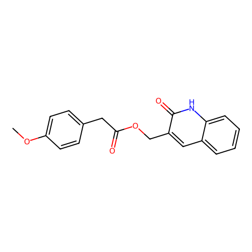 (2-oxo-1H-quinolin-3-yl)methyl 2-(4-methoxyphenyl)acetate structure