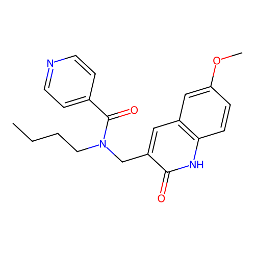 N-butyl-N-[(6-methoxy-2-oxo-1H-quinolin-3-yl)methyl]pyridine-4-carboxamide structure