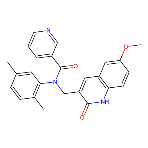 N-(2,5-dimethylphenyl)-N-((2-hydroxy-6-methoxyquinolin-3-yl)methyl)nicotinamide structure