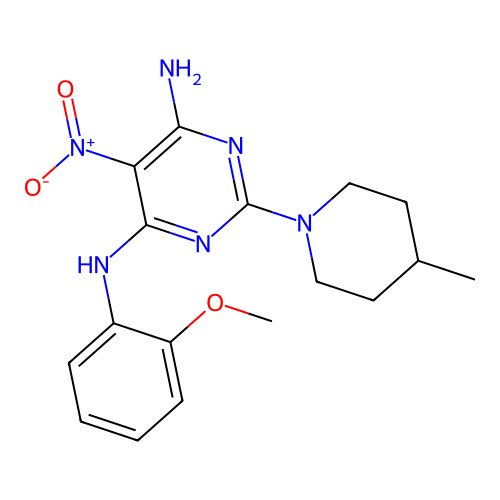[6-Amino-2-(4-methylpiperidyl)-5-nitropyrimidin-4-yl](2-methoxyphenyl)amine structure