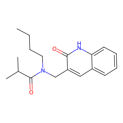 N-butyl-2-methyl-N-[(2-oxo-1H-quinolin-3-yl)methyl]propanamide structure