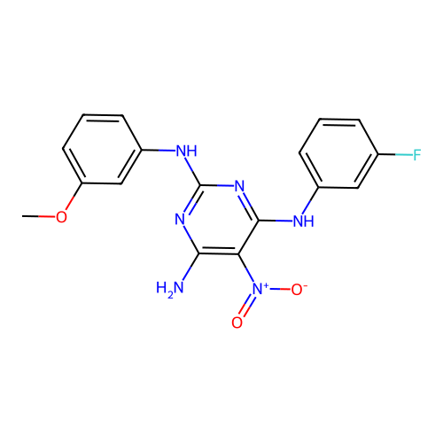 N~4~-(3-fluorophenyl)-N~2~-(3-methoxyphenyl)-5-nitropyrimidine-2,4,6-triamine structure