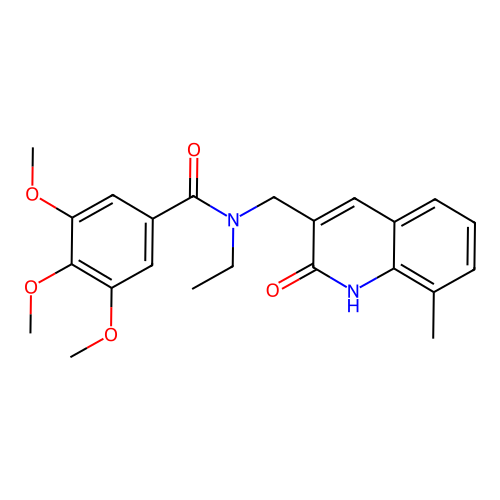 N-ethyl-3,4,5-trimethoxy-N-[(8-methyl-2-oxo-1H-quinolin-3-yl)methyl]benzamide structure