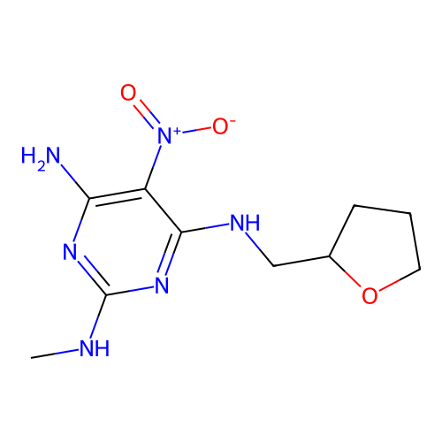 N-Methyl-5-nitro-N'-(tetrahydro-furan-2-ylmethyl)-pyrimidine-2,4,6-triamine structure