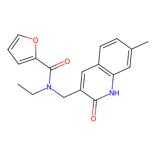 N-ethyl-N-[(7-methyl-2-oxo-1H-quinolin-3-yl)methyl]furan-2-carboxamide structure