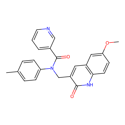 N-(2-Hydroxy-6-methoxy-quinolin-3-ylmethyl)-N-p-tolyl-nicotinamide structure