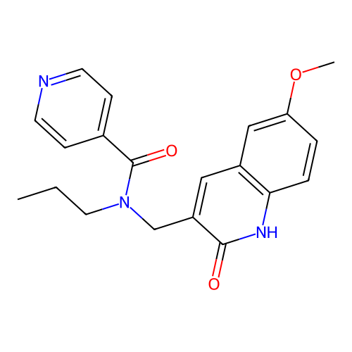 N-[(6-methoxy-2-oxo-1H-quinolin-3-yl)methyl]-N-propylpyridine-4-carboxamide structure