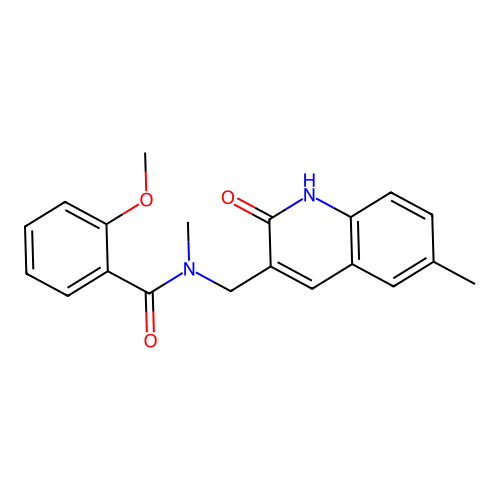 2-methoxy-N-methyl-N-[(6-methyl-2-oxo-1H-quinolin-3-yl)methyl]benzamide structure