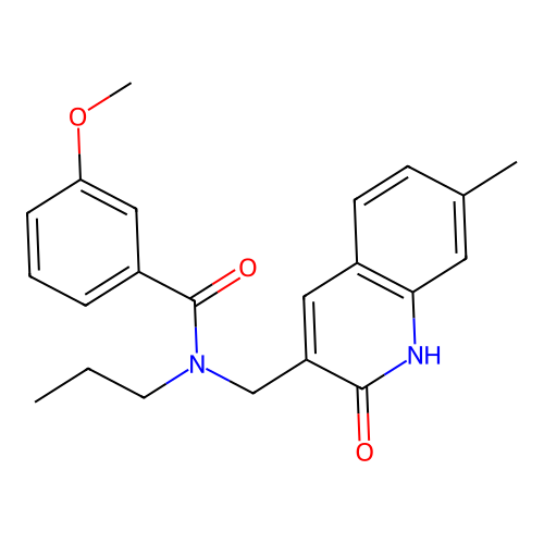3-methoxy-N-[(7-methyl-2-oxo-1H-quinolin-3-yl)methyl]-N-propylbenzamide structure