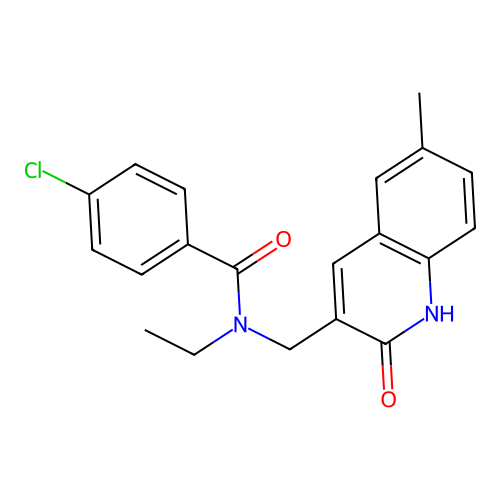 4-chloro-N-ethyl-N-[(6-methyl-2-oxo-1,2-dihydroquinolin-3-yl)methyl]benzamide structure