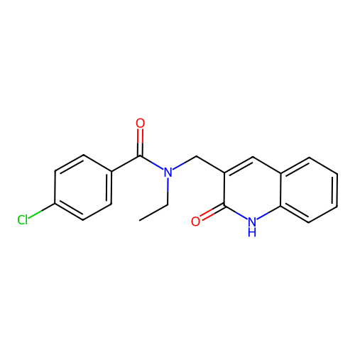 4-chloro-N-ethyl-N-[(2-oxo-1,2-dihydroquinolin-3-yl)methyl]benzamide structure