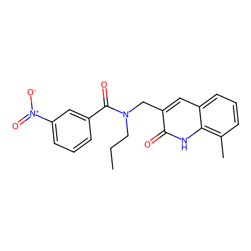 N-[(8-methyl-2-oxo-1H-quinolin-3-yl)methyl]-3-nitro-N-propylbenzamide structure