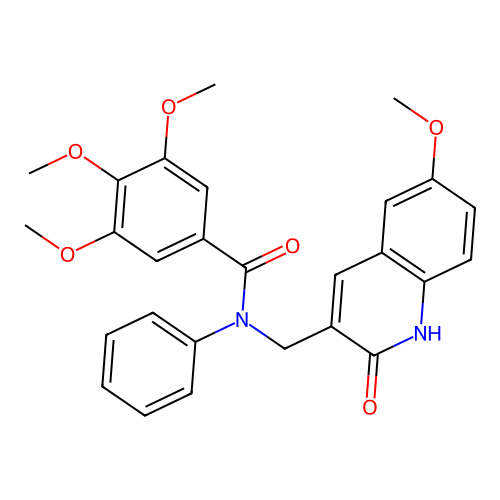 3,4,5-trimethoxy-N-[(6-methoxy-2-oxo-1H-quinolin-3-yl)methyl]-N-phenylbenzamide structure