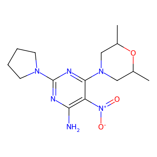 6-(2,6-Dimethylmorpholin-4-yl)-5-nitro-2-pyrrolidinylpyrimidine-4-ylamine structure