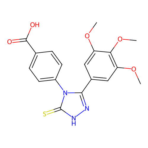 4-(3-mercapto-5-(3,4,5-trimethoxyphenyl)-4H-1,2,4-triazol-4-yl)benzoic acid structure