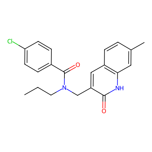 4-chloro-N-[(7-methyl-2-oxo-1,2-dihydroquinolin-3-yl)methyl]-N-propylbenzamide structure