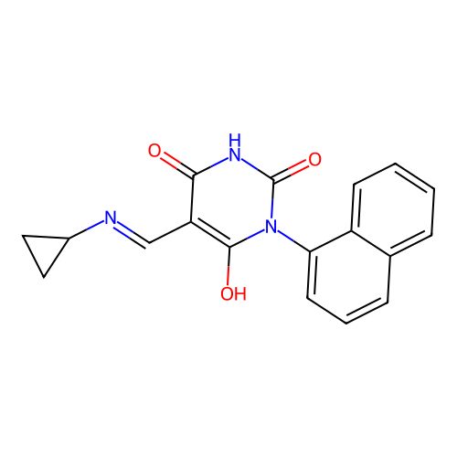 5-[(cyclopropylamino)methylidene]-1-naphthalen-1-yl-1,3-diazinane-2,4,6-trione structure