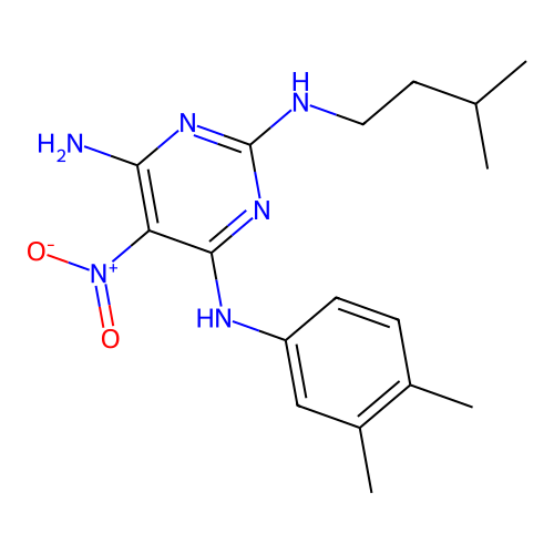 N~4~-(3,4-dimethylphenyl)-N~2~-(3-methylbutyl)-5-nitropyrimidine-2,4,6-triamine structure