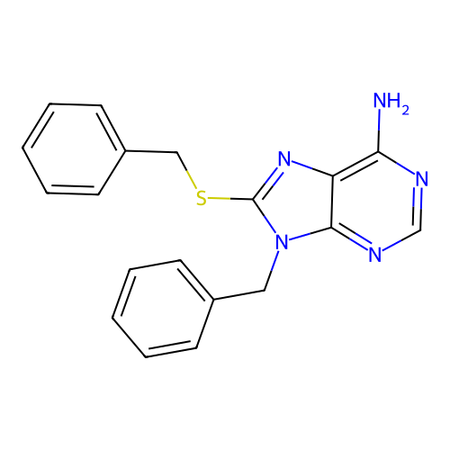9-benzyl-8-(benzylsulfanyl)-9H-purin-6-amine structure