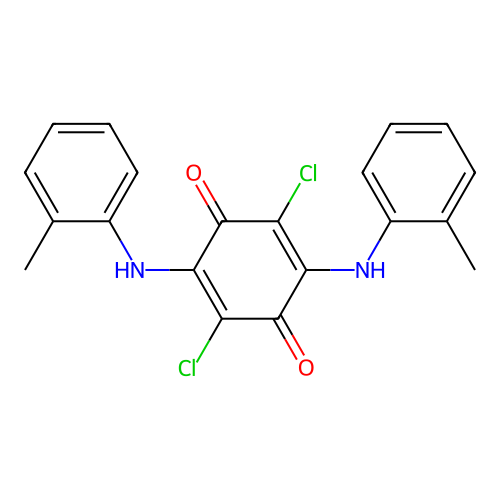 2,5-Dichloro-3,6-di(2-toluidino)benzo-1,4-quinone structure