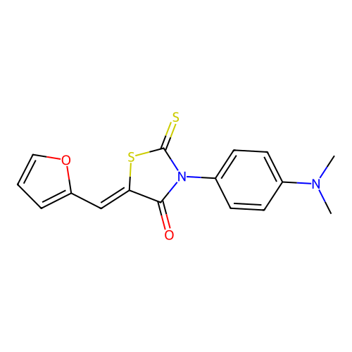 (5Z)-3-[4-(dimethylamino)phenyl]-5-(furan-2-ylmethylidene)-2-thioxo-1,3-thiazolidin-4-one structure