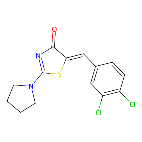 (Z)-5-(3,4-dichlorobenzylidene)-2-(pyrrolidin-1-yl)thiazol-4(5H)-one structure