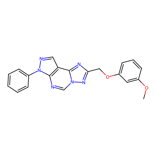 2-[(3-methoxyphenoxy)methyl]-7-phenyl-7H-pyrazolo[4,3-e][1,2,4]triazolo[1,5-c]pyrimidine structure