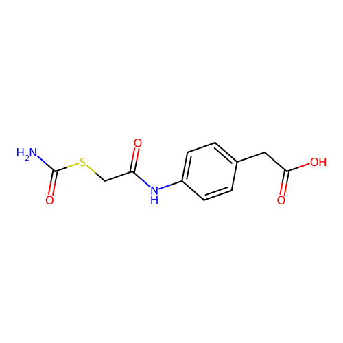 (4-{[(Carbamoylsulfanyl)acetyl]amino}phenyl)acetic acid structure