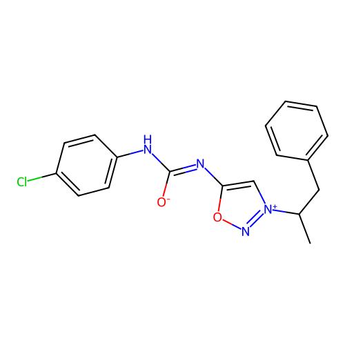 Sydnone imine, N-((p-chlorophenyl)carbamoyl)-3-(alpha-methylphenethyl)- structure