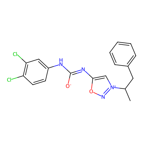 Sydnone imine, N-((3,4-dichlorophenyl)carbamoyl)-3-(alpha-methylphenethyl)- structure