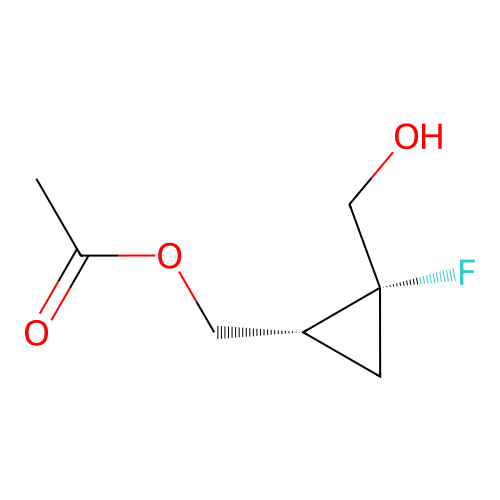 [(1R,2R)-2-fluoro-2-(hydroxymethyl)cyclopropyl]methyl acetate structure