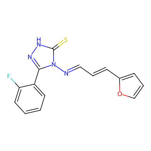 5-(2-F-Phenyl)-4-((3-(2-furyl)-2-propenylidene)amino)-4H-1,2,4-triazole-3-thiol structure