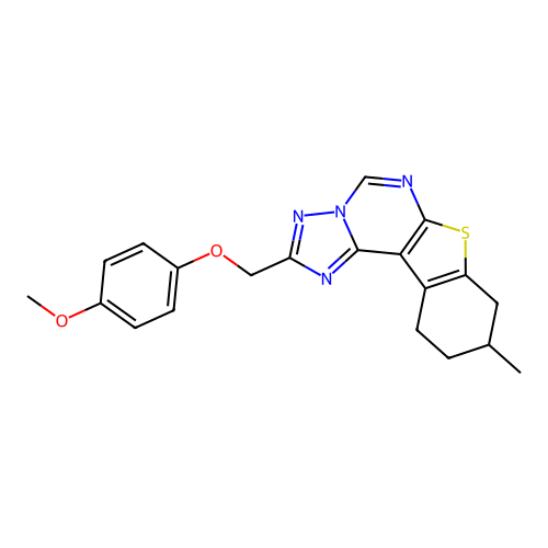 2-[(4-methoxyphenoxy)methyl]-9-methyl-8,9,10,11-tetrahydro[1]benzothieno[3,2-e][1,2,4]triazolo[1,5-c]pyrimidine structure
